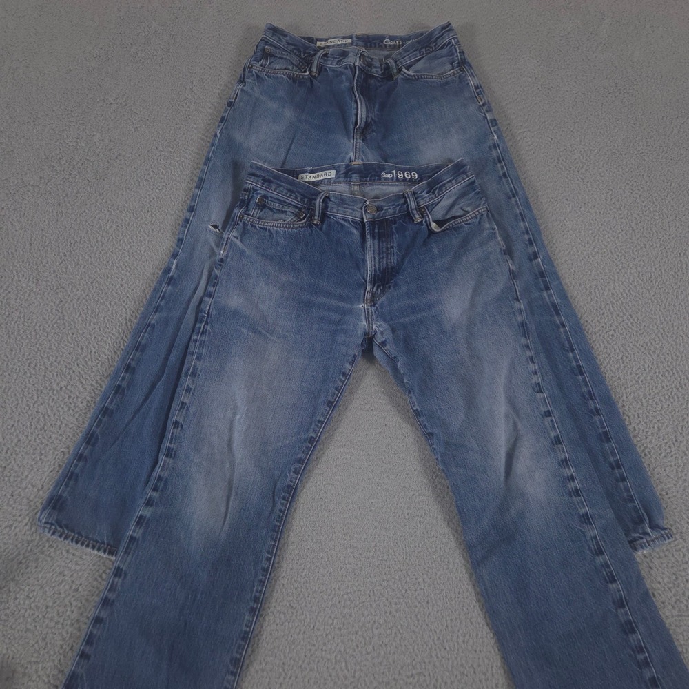 VINTAGE LOT OF 2 Gap Jeans Mens 33x32 Blue Standard Straight Washwell Denim Y2K